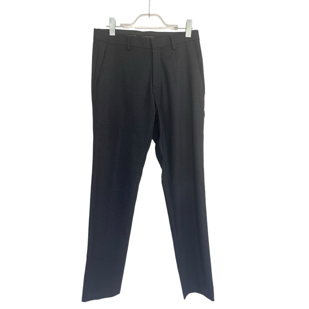 Navy Blue Checkered Kenneth Cole Slim Fit Trousers Mens Dress Pants 30x32